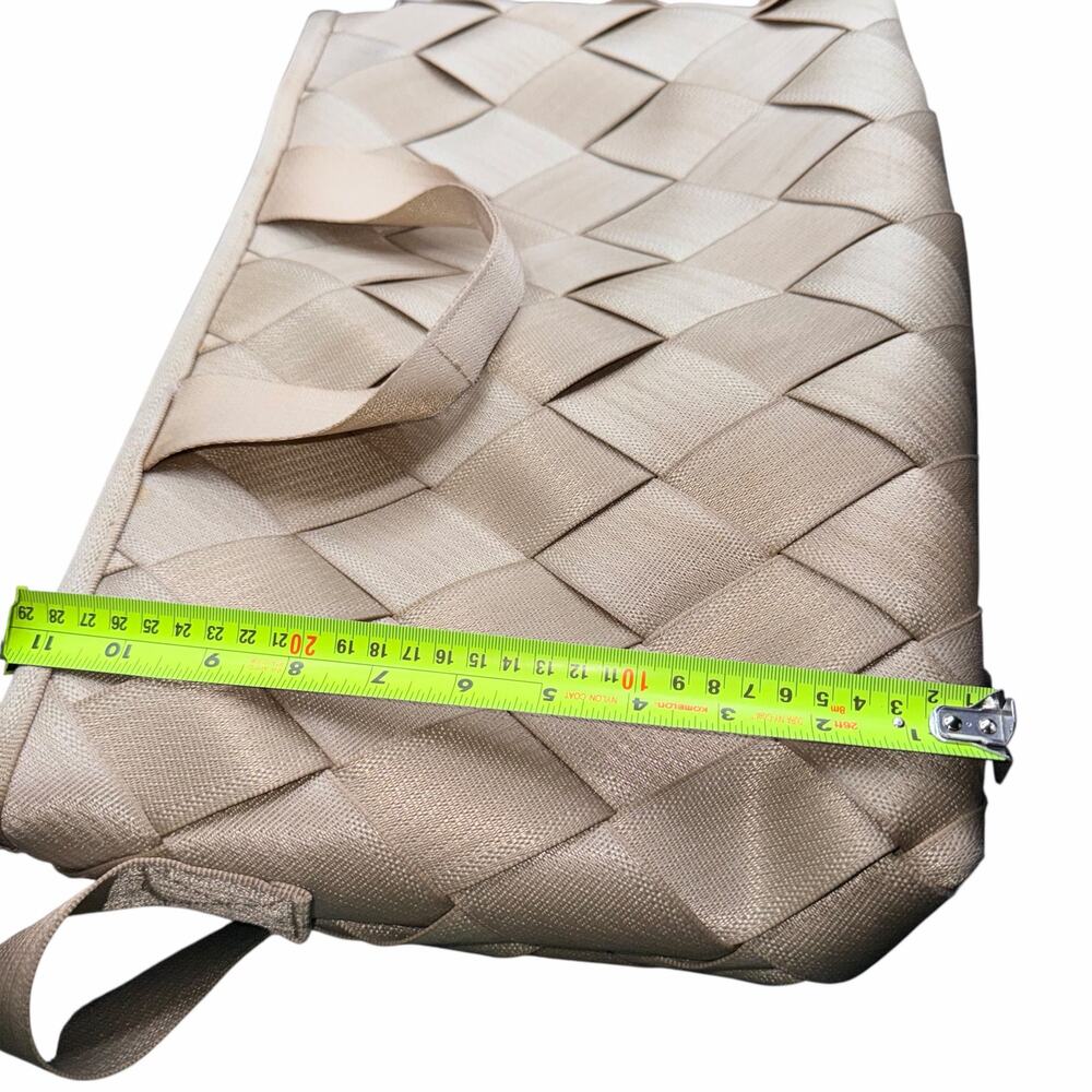 Maggie Bags Woven Seatbelt Laptop Tote Beige Crossbody Bag - Picture 14 of 14